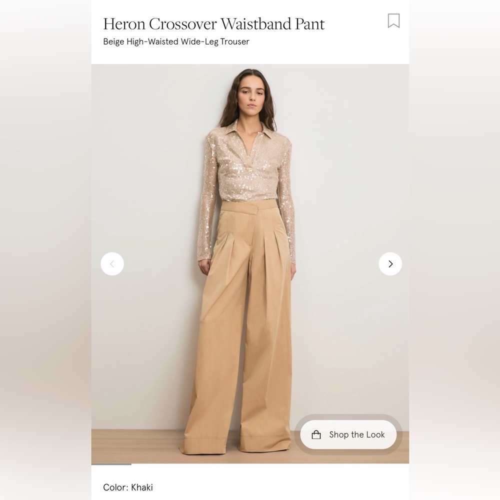 Veronica Beard. Beige High-Waisted Wide-Leg Trouser